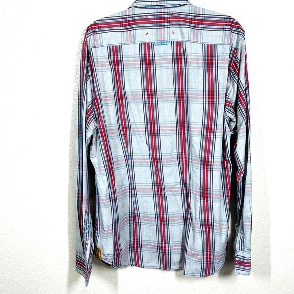 Robert Graham Shirt Mens Freshly Laundered Shirt Red/Tan Plaid shirt size L - Picture 2 of 12